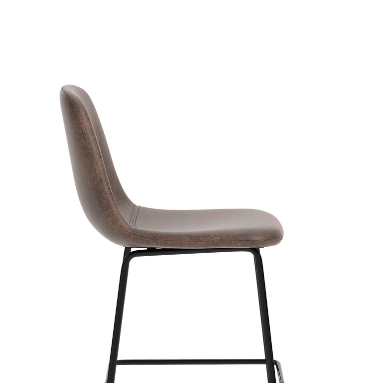 Charford Bistro High Stool – PU Leather, Self-Assembly Bar Chair, Available in Inky Black or Pecan Brown, 2 Year Structural Warranty, Modern Office or Kitchen Seating