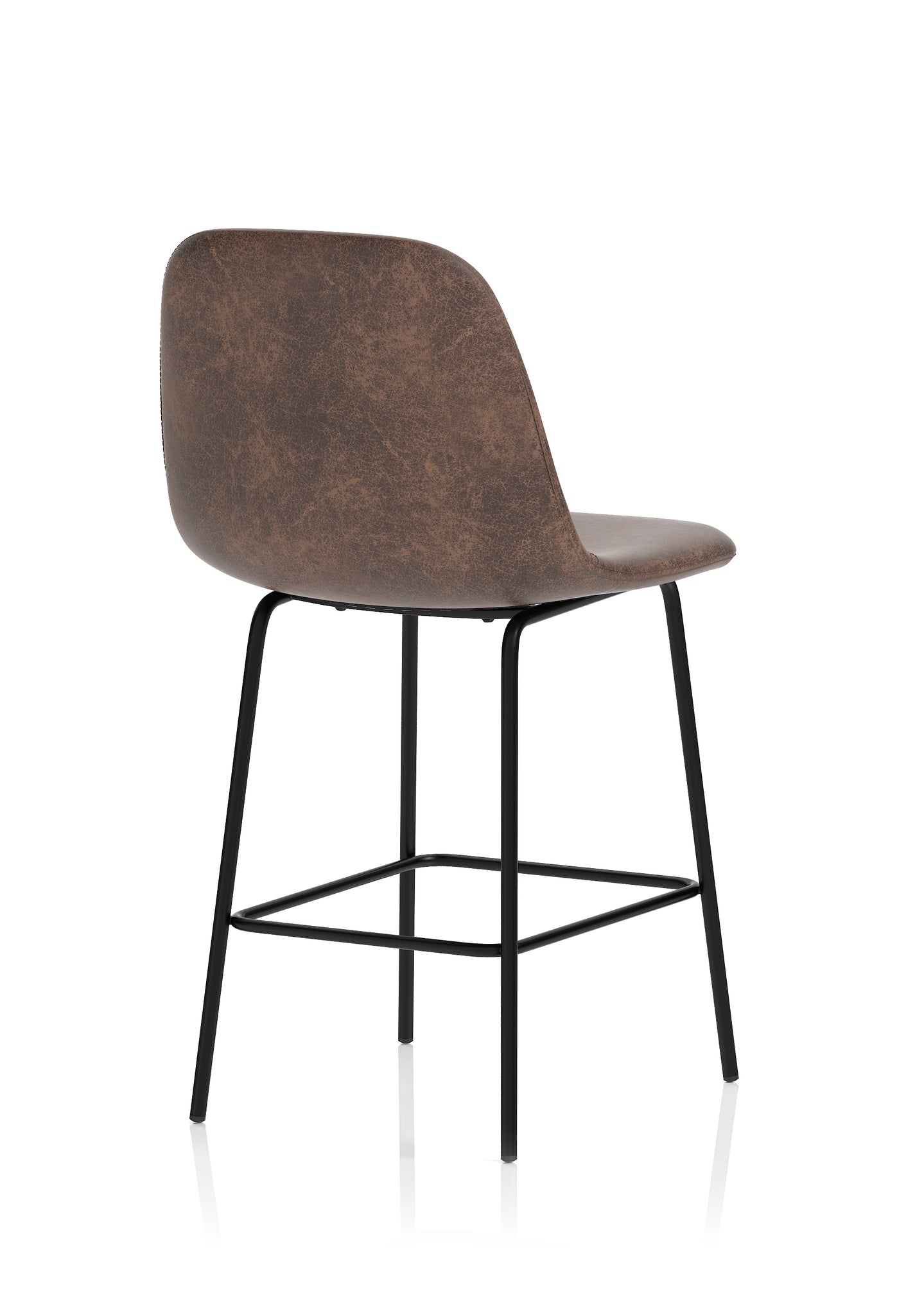 Charford Bistro High Stool – PU Leather, Self-Assembly Bar Chair, Available in Inky Black or Pecan Brown, 2 Year Structural Warranty, Modern Office or Kitchen Seating