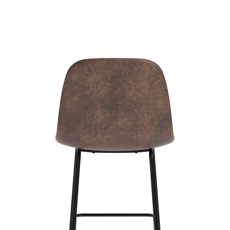 Charford Bistro High Stool – PU Leather, Self-Assembly Bar Chair, Available in Inky Black or Pecan Brown, 2 Year Structural Warranty, Modern Office or Kitchen Seating