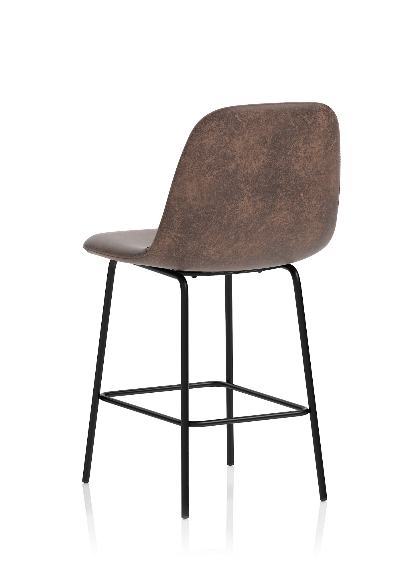 Charford Bistro High Stool – PU Leather, Self-Assembly Bar Chair, Available in Inky Black or Pecan Brown, 2 Year Structural Warranty, Modern Office or Kitchen Seating
