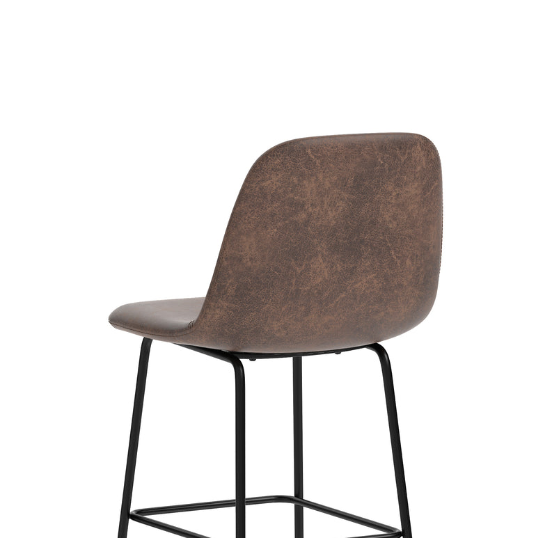 Charford Bistro High Stool – PU Leather, Self-Assembly Bar Chair, Available in Inky Black or Pecan Brown, 2 Year Structural Warranty, Modern Office or Kitchen Seating