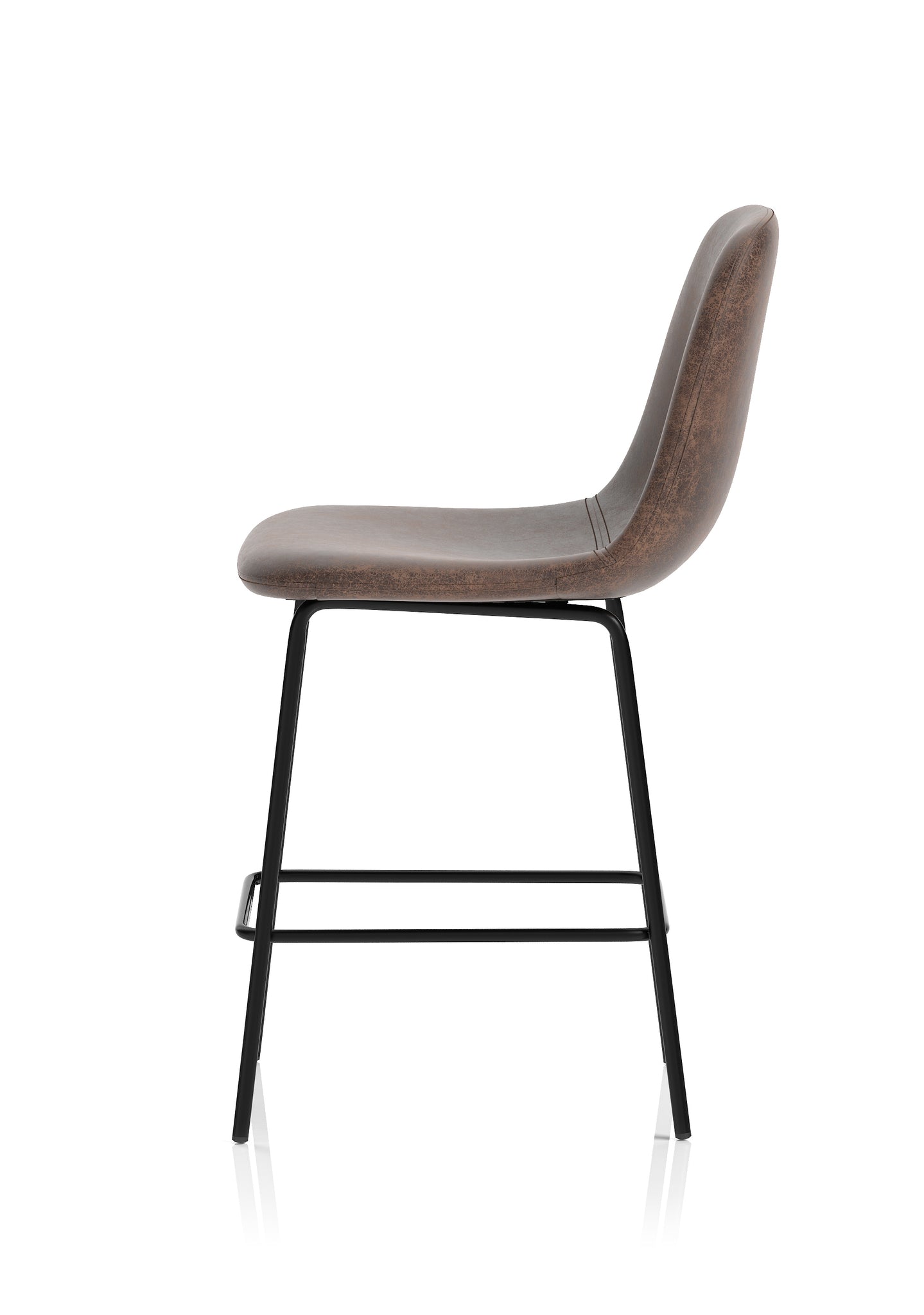 Charford Bistro High Stool – PU Leather, Self-Assembly Bar Chair, Available in Inky Black or Pecan Brown, 2 Year Structural Warranty, Modern Office or Kitchen Seating
