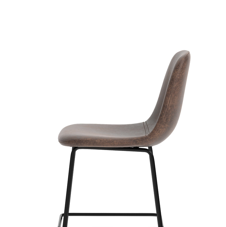 Charford Bistro High Stool – PU Leather, Self-Assembly Bar Chair, Available in Inky Black or Pecan Brown, 2 Year Structural Warranty, Modern Office or Kitchen Seating