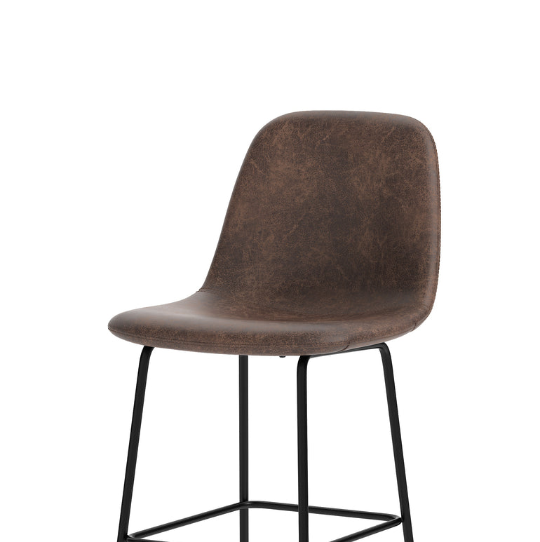 Charford Bistro High Stool – PU Leather, Self-Assembly Bar Chair, Available in Inky Black or Pecan Brown, 2 Year Structural Warranty, Modern Office or Kitchen Seating