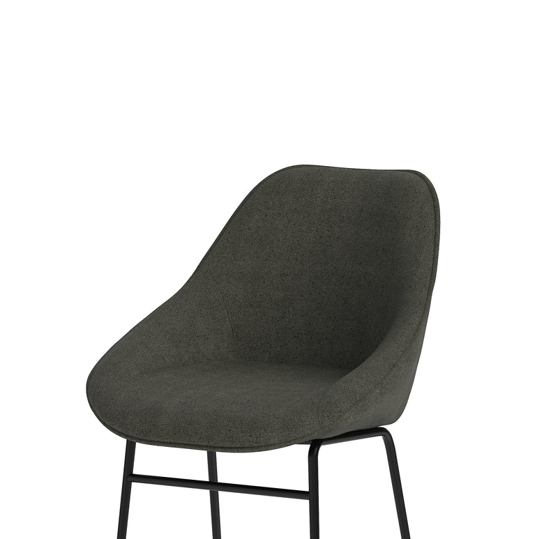 Hepscott Bistro Stool – Fabric Upholstered, Self-Assembly, Charcoal or Denim Blue, 2 Year Structural Warranty – Modern Office or Café Seating
