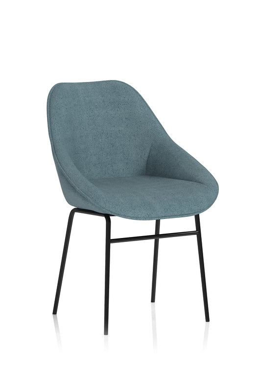 Hepscott Bistro Stool – Fabric Upholstered, Self-Assembly, Charcoal or Denim Blue, 2 Year Structural Warranty – Modern Office or Café Seating