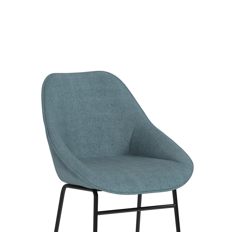 Hepscott Bistro Stool – Fabric Upholstered, Self-Assembly, Charcoal or Denim Blue, 2 Year Structural Warranty – Modern Office or Café Seating