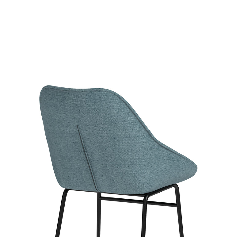 Hepscott Bistro Stool – Fabric Upholstered, Self-Assembly, Charcoal or Denim Blue, 2 Year Structural Warranty – Modern Office or Café Seating