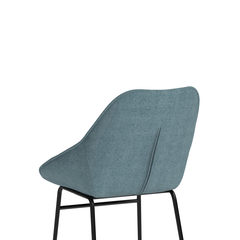Hepscott Bistro Stool – Fabric Upholstered, Self-Assembly, Charcoal or Denim Blue, 2 Year Structural Warranty – Modern Office or Café Seating