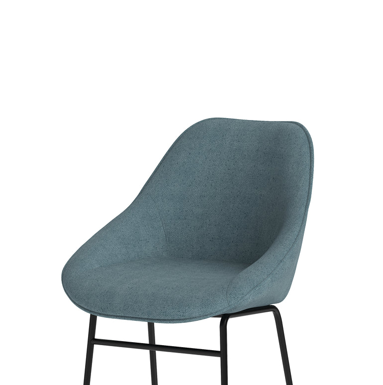 Hepscott Bistro Stool – Fabric Upholstered, Self-Assembly, Charcoal or Denim Blue, 2 Year Structural Warranty – Modern Office or Café Seating