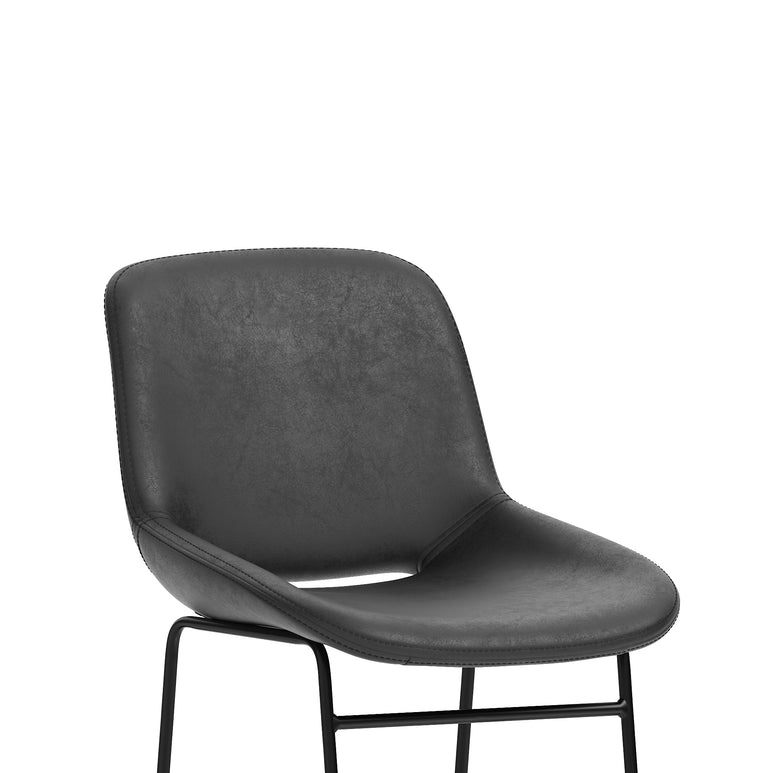 Stowe Bistro Stool – PU Leather Bar Chair, Inky Black or Pecan Brown, Self-Assembly, 2 Year Warranty, Modern Kitchen or Home Office Seating