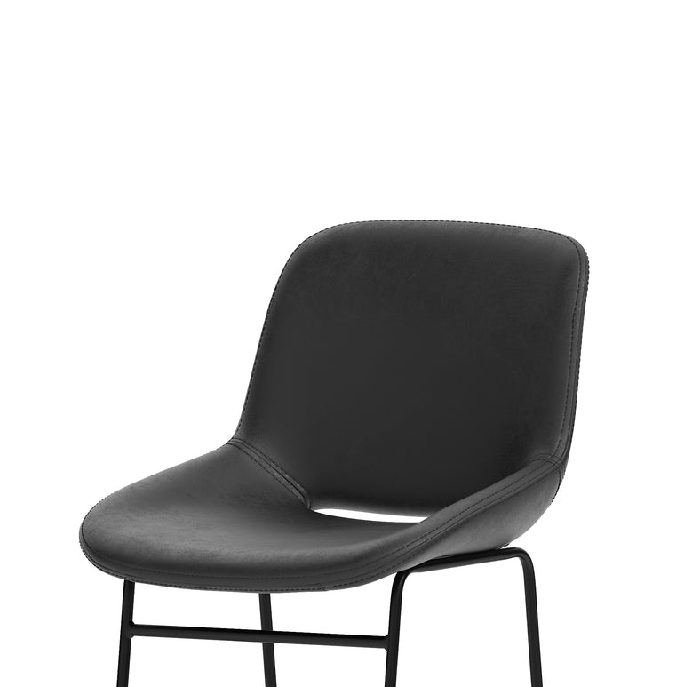 Stowe Bistro Stool – PU Leather Bar Chair, Inky Black or Pecan Brown, Self-Assembly, 2 Year Warranty, Modern Kitchen or Home Office Seating