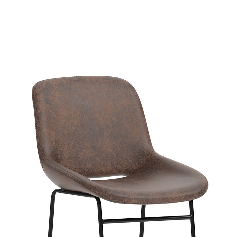 Stowe Bistro Stool – PU Leather Bar Chair, Inky Black or Pecan Brown, Self-Assembly, 2 Year Warranty, Modern Kitchen or Home Office Seating