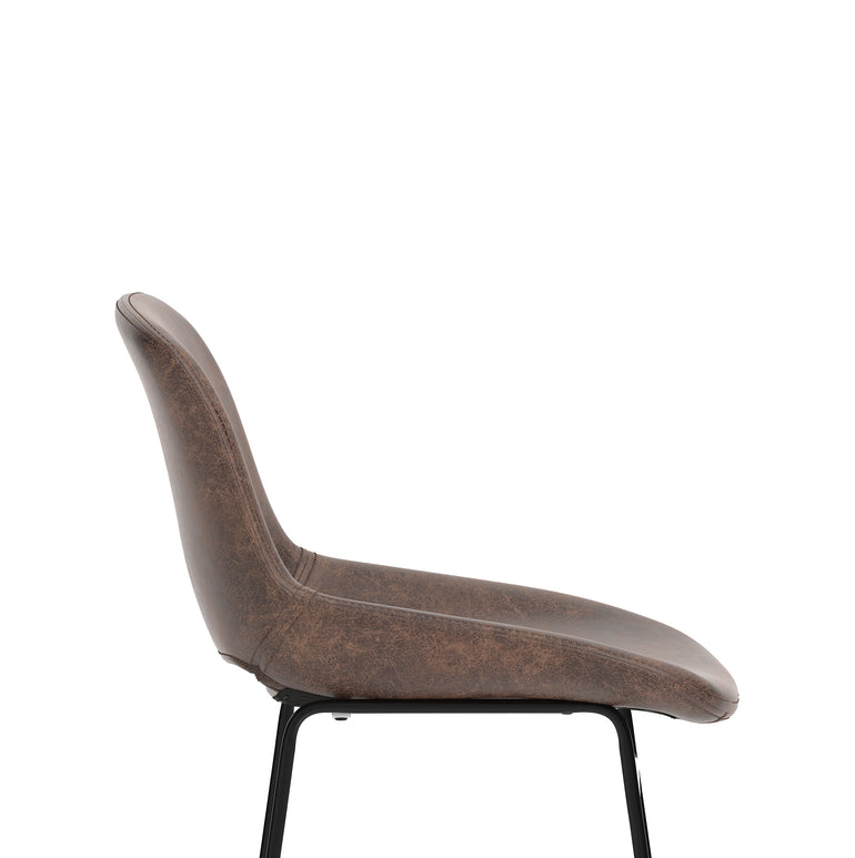 Stowe Bistro Stool – PU Leather Bar Chair, Inky Black or Pecan Brown, Self-Assembly, 2 Year Warranty, Modern Kitchen or Home Office Seating