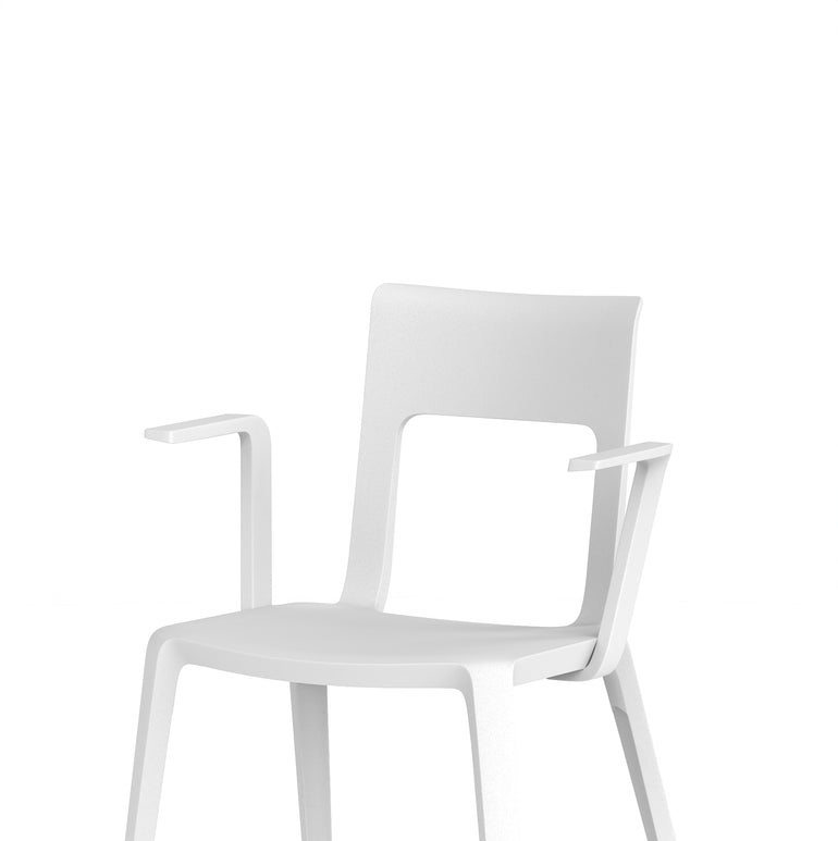 Nest Edge Stacking Cafe & Bistro Chair – Stackable Polypropylene, White/Grey/Green/Red, With or Without Arms, Ready Assembled, 5 Year Warranty
