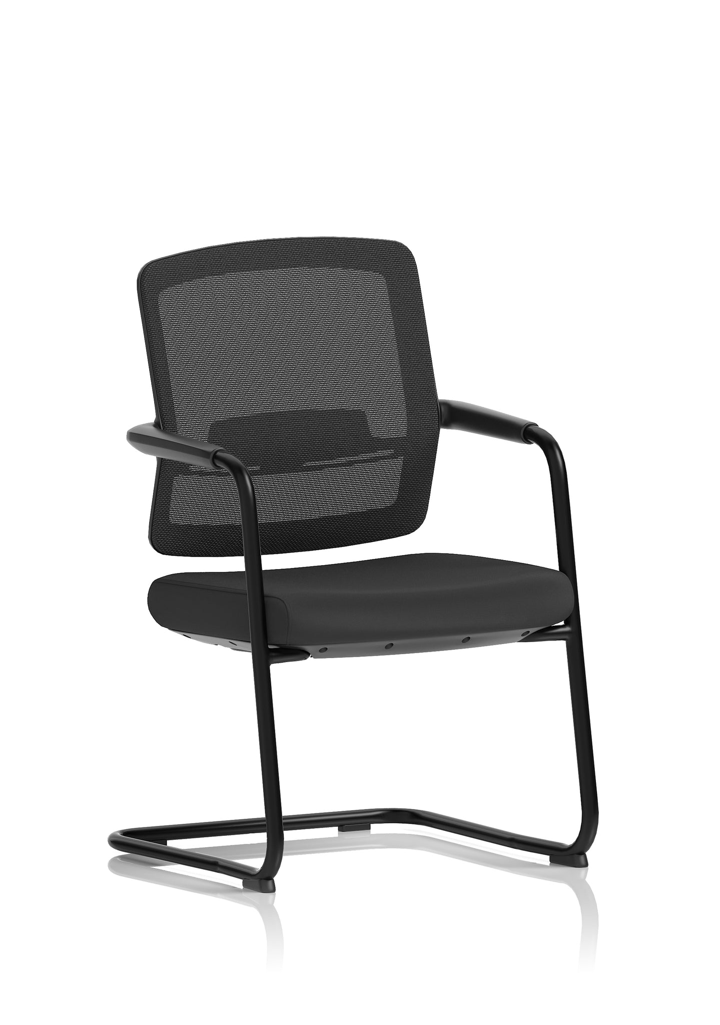 Flint Mesh Back Cantilever Chair – Black, Steel Frame, Self-Assembly, 5 Year Mechanical & 2 Year Fabric/Foam Warranty – Modern Office Visitor Chair