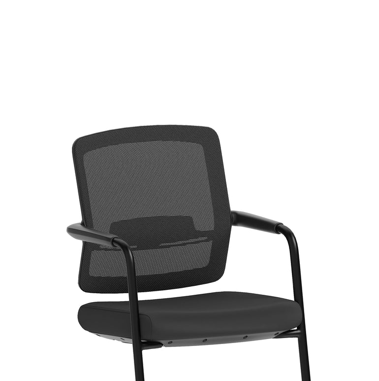 Flint Mesh Back Cantilever Chair – Black, Steel Frame, Self-Assembly, 5 Year Mechanical & 2 Year Fabric/Foam Warranty – Modern Office Visitor Chair