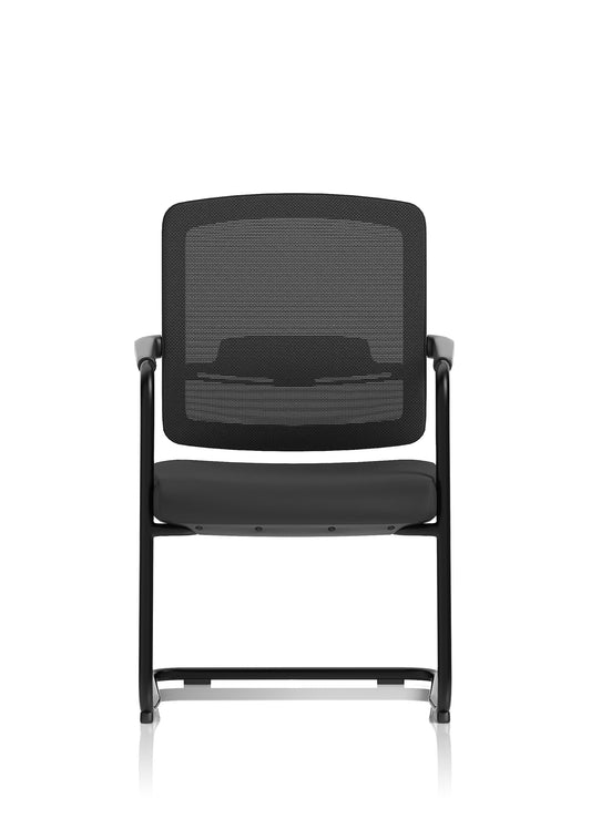 Flint Mesh Back Cantilever Chair – Black, Steel Frame, Self-Assembly, 5 Year Mechanical & 2 Year Fabric/Foam Warranty – Modern Office Visitor Chair