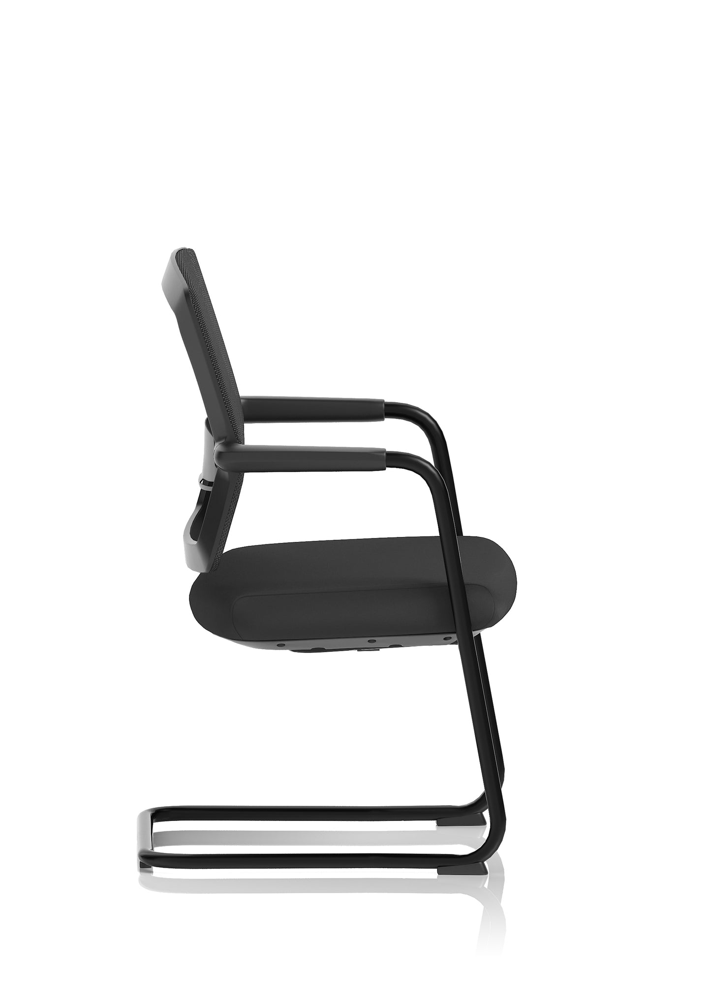 Flint Mesh Back Cantilever Chair – Black, Steel Frame, Self-Assembly, 5 Year Mechanical & 2 Year Fabric/Foam Warranty – Modern Office Visitor Chair