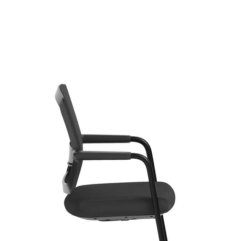 Flint Mesh Back Cantilever Chair – Black, Steel Frame, Self-Assembly, 5 Year Mechanical & 2 Year Fabric/Foam Warranty – Modern Office Visitor Chair