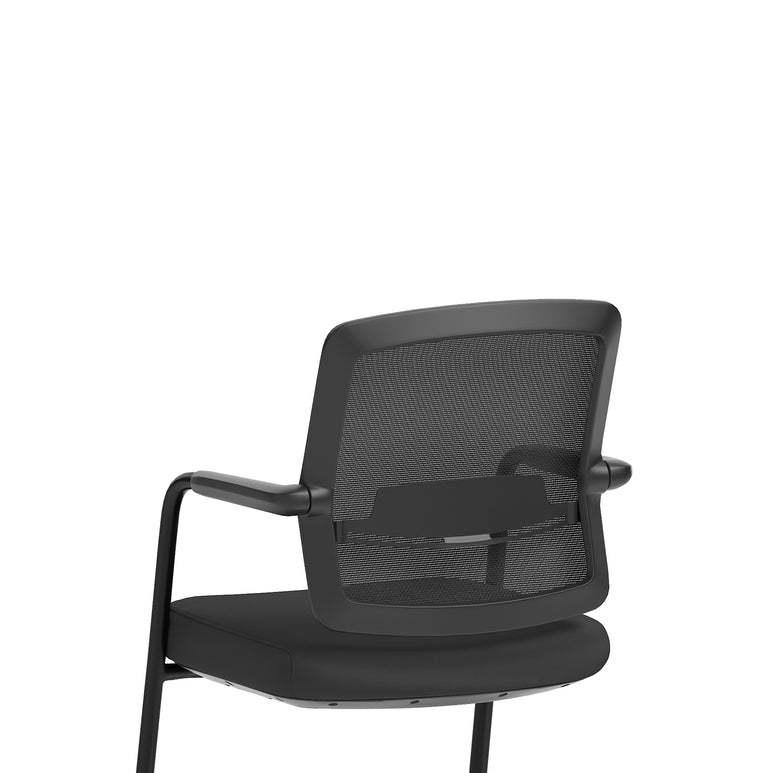Flint Mesh Back Cantilever Chair – Black, Steel Frame, Self-Assembly, 5 Year Mechanical & 2 Year Fabric/Foam Warranty – Modern Office Visitor Chair
