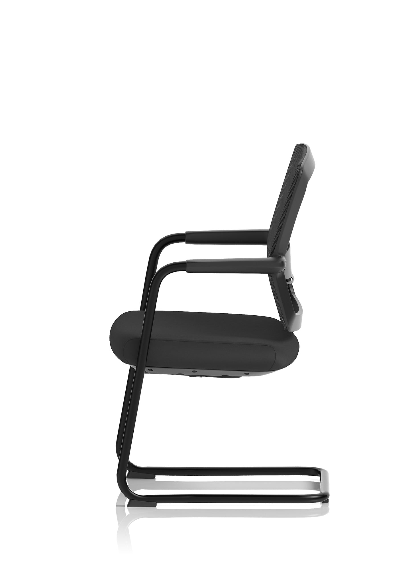 Flint Mesh Back Cantilever Chair – Black, Steel Frame, Self-Assembly, 5 Year Mechanical & 2 Year Fabric/Foam Warranty – Modern Office Visitor Chair
