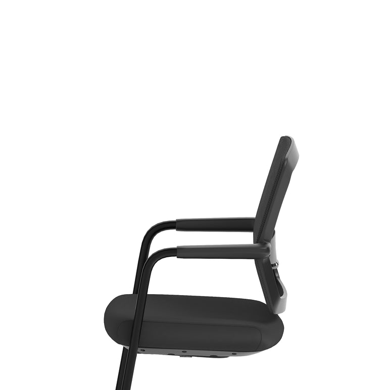 Flint Mesh Back Cantilever Chair – Black, Steel Frame, Self-Assembly, 5 Year Mechanical & 2 Year Fabric/Foam Warranty – Modern Office Visitor Chair