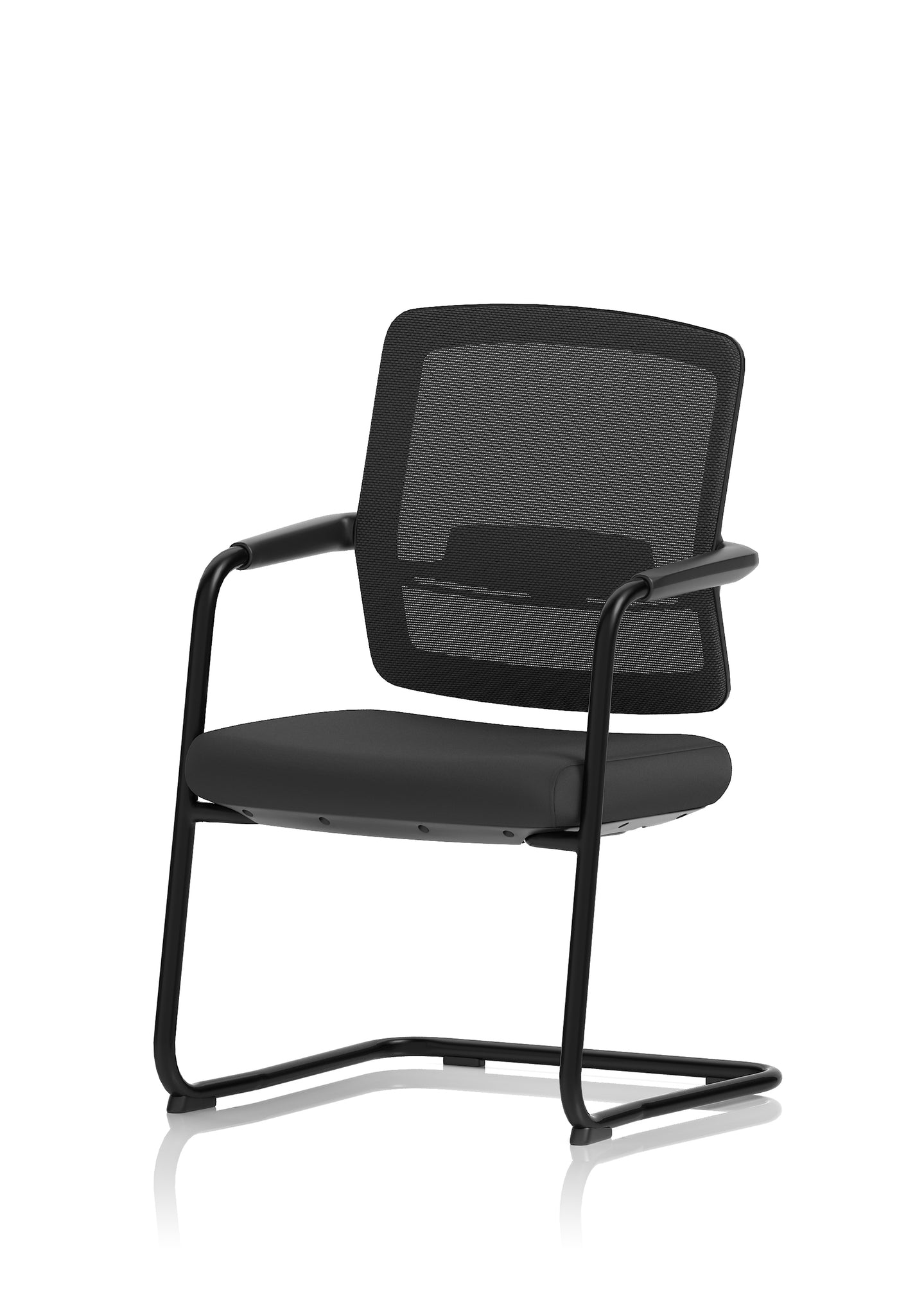 Flint Mesh Back Cantilever Chair – Black, Steel Frame, Self-Assembly, 5 Year Mechanical & 2 Year Fabric/Foam Warranty – Modern Office Visitor Chair