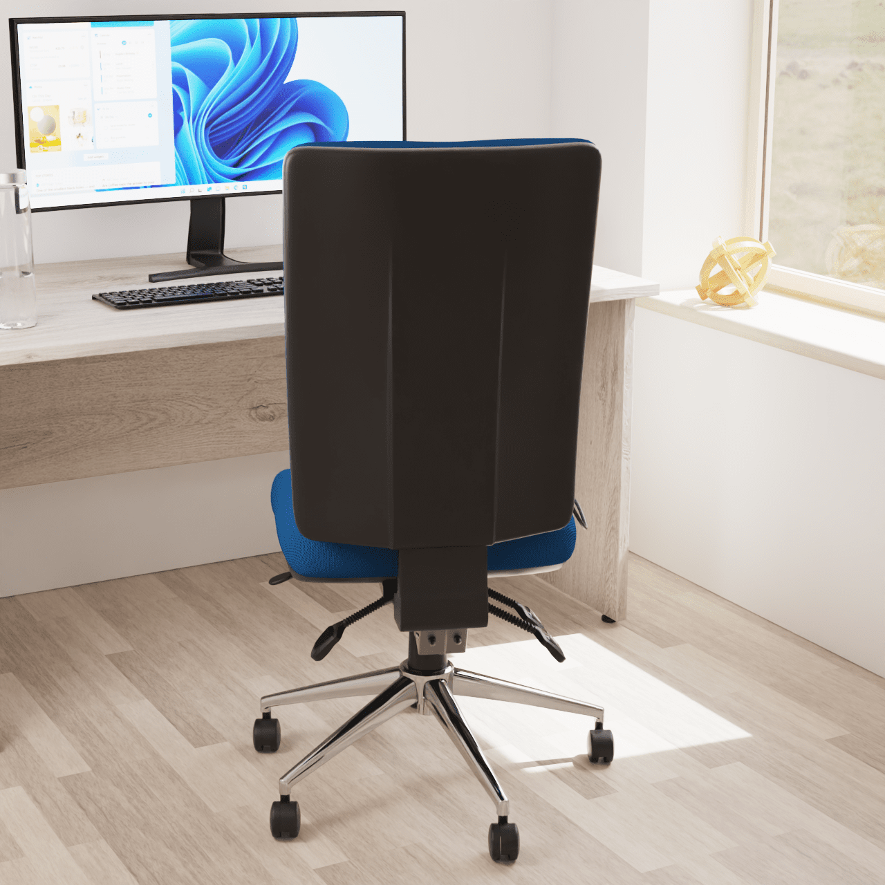 Chiro High Back Task Operator Office Chair - 24hr Usage, Adjustable Lumbar Support, Chrome Metal Frame, 150kg Capacity, Flat Packed (700x700x1080mm)