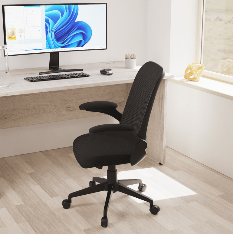 Crew Task Operator Mesh Chair With Folding Arms