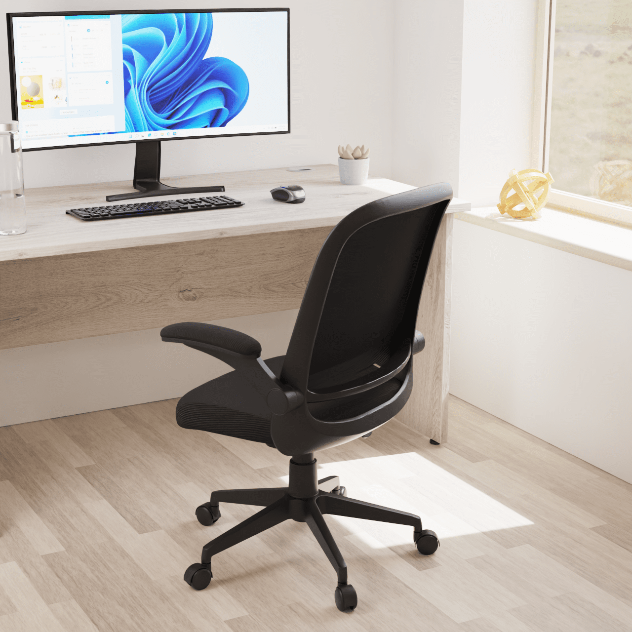 Crew Task Operator Mesh Chair With Folding Arms