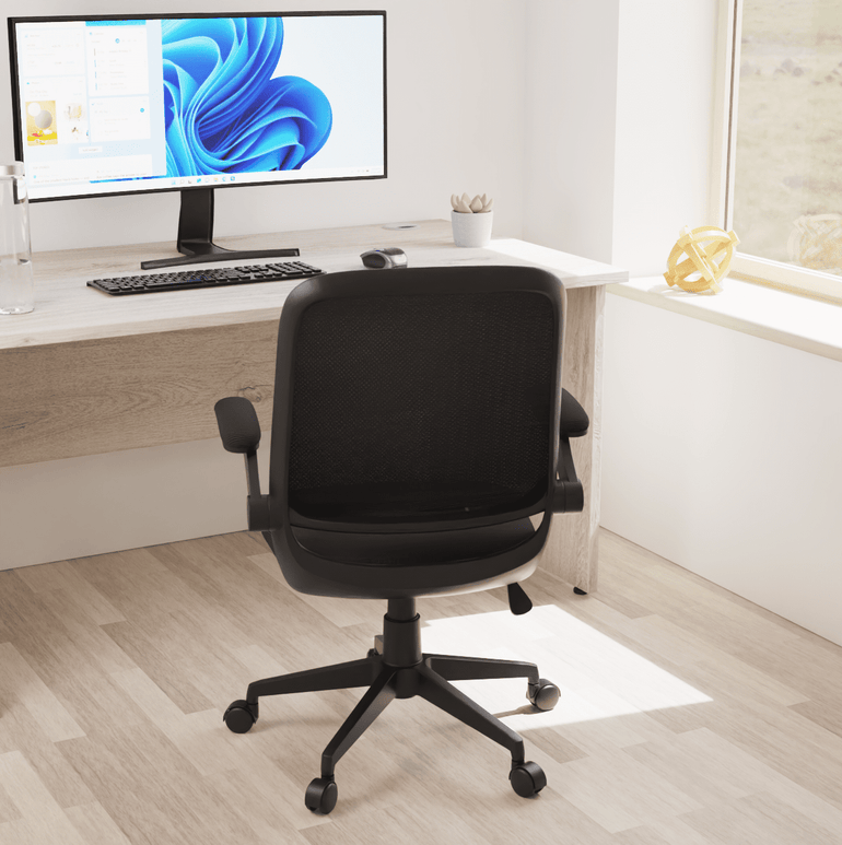 Crew Task Operator Mesh Chair With Folding Arms