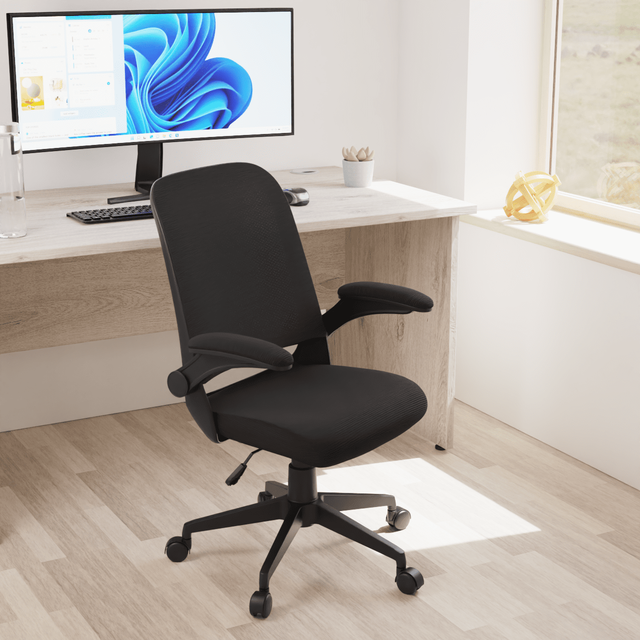 Crew Task Operator Mesh Chair With Folding Arms