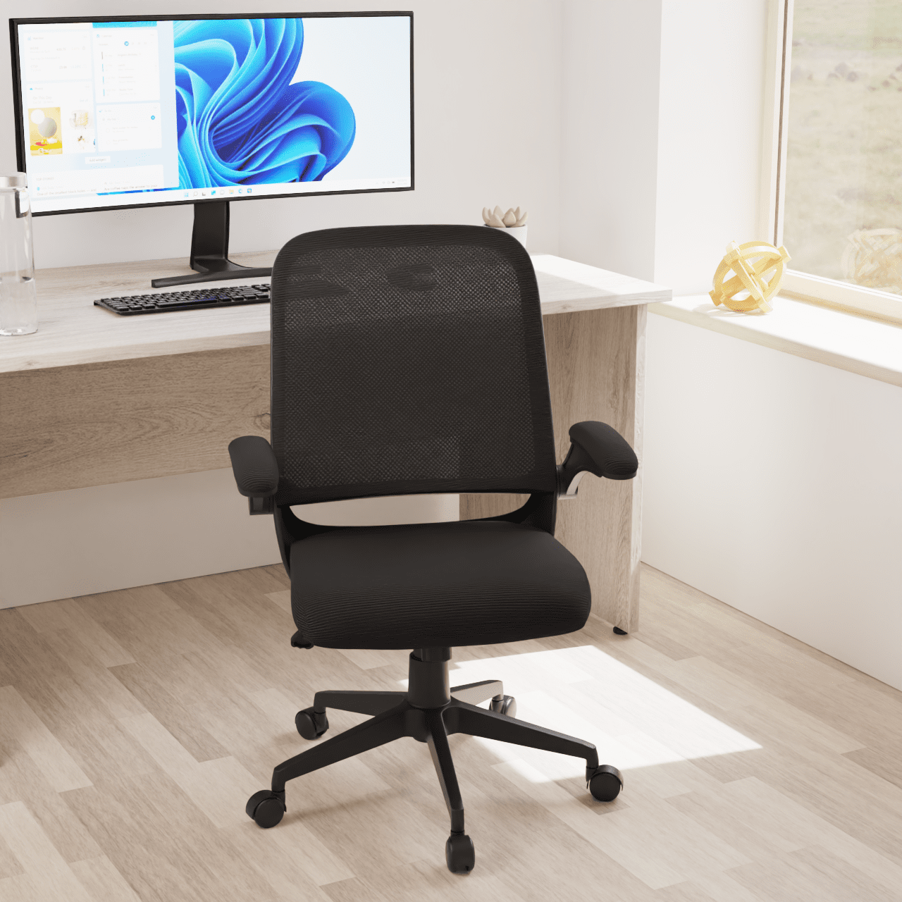 Crew Task Operator Mesh Chair With Folding Arms