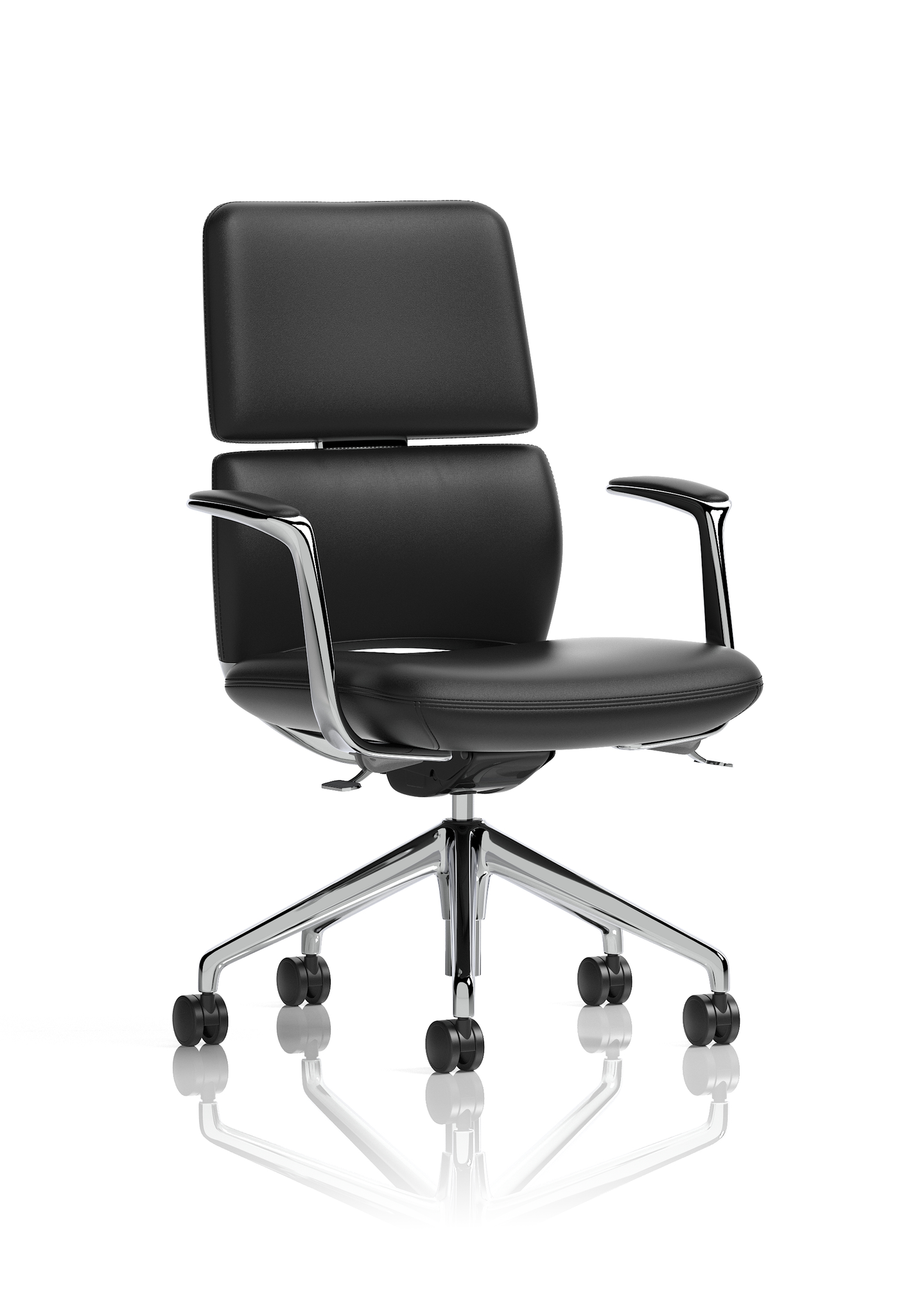 Mode Executive Chair Black Bonded Leather – Aluminium Frame, Self-Assembly, Up to 5 Year Warranty – Comfortable Office Desk Chair for Home or Workplace