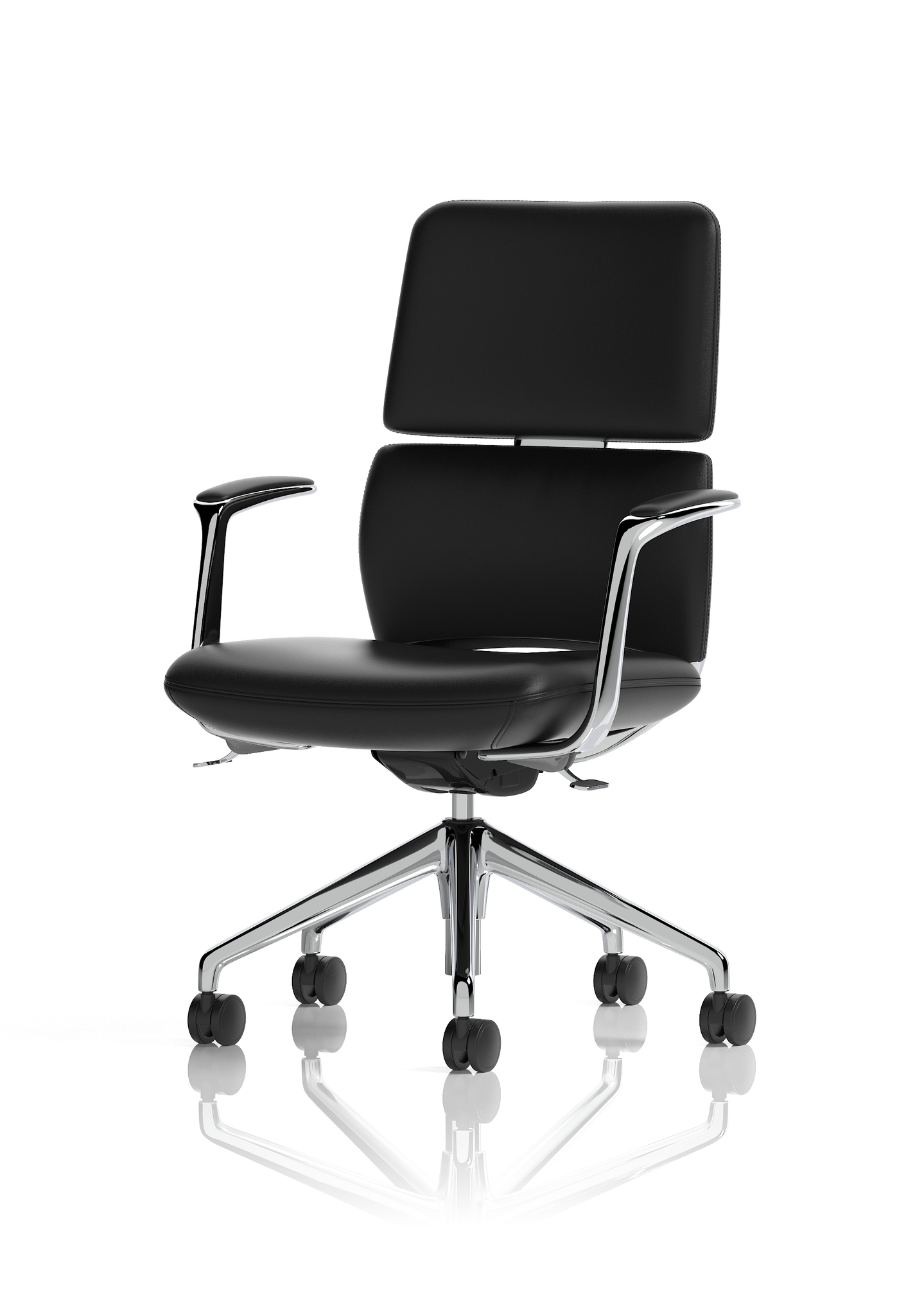 Mode Executive Chair Black Bonded Leather – Aluminium Frame, Self-Assembly, Up to 5 Year Warranty – Comfortable Office Desk Chair for Home or Workplace
