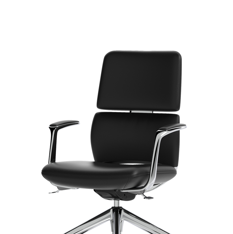 Mode Executive Chair Black Bonded Leather – Aluminium Frame, Self-Assembly, Up to 5 Year Warranty – Comfortable Office Desk Chair for Home or Workplace