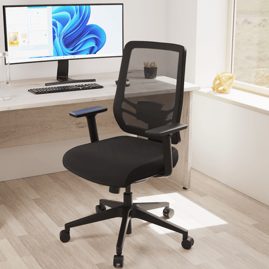 Ergo Twist High Mesh Back Task Operator Office Chair - Adjustable Arms, Lumbar Support & Headrest, 135kg Capacity, 8hr Usage - Flat Packed