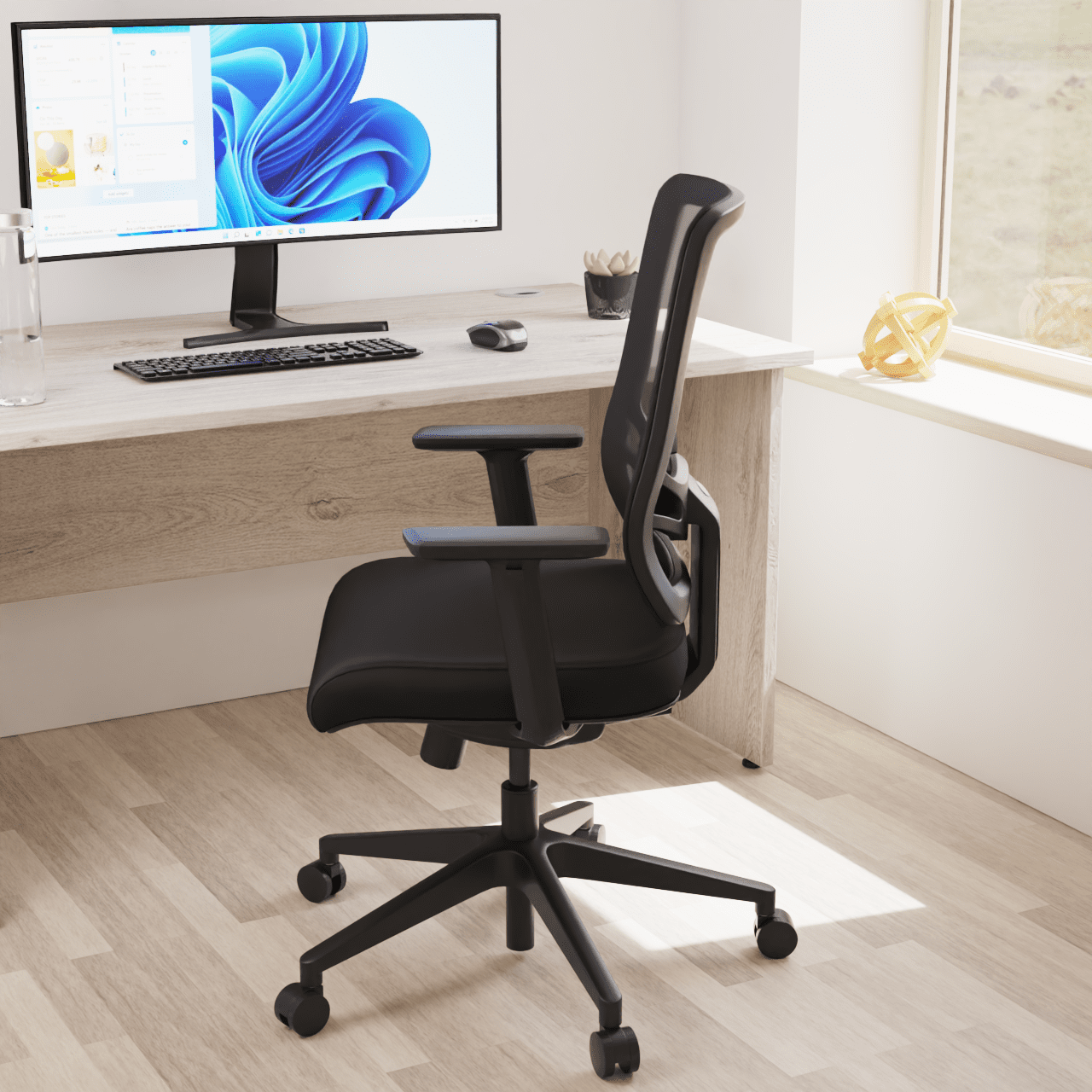 Ergo Twist High Mesh Back Task Operator Office Chair - Adjustable Arms, Lumbar Support & Headrest, 135kg Capacity, 8hr Usage - Flat Packed