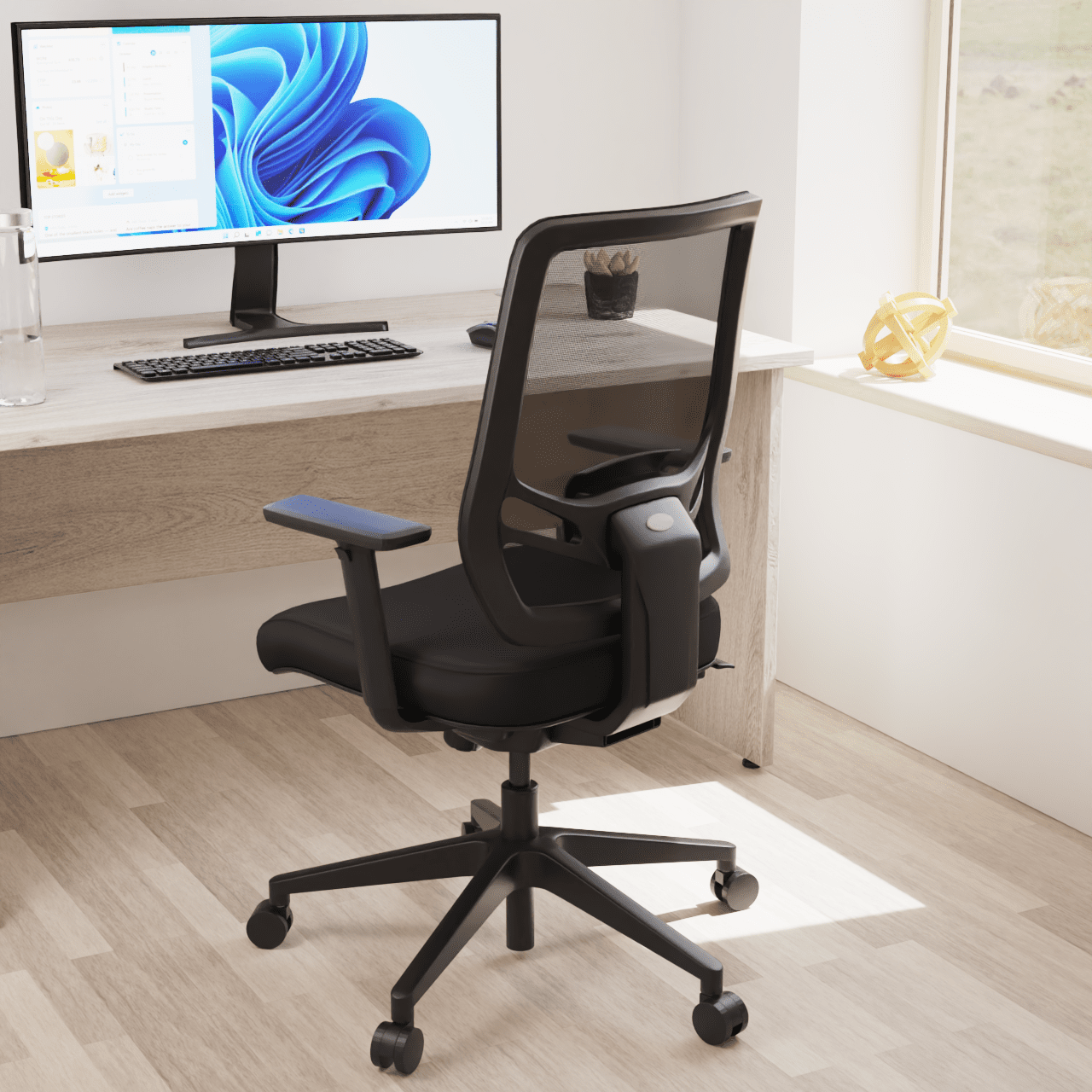 Ergo Twist High Mesh Back Task Operator Office Chair - Adjustable Arms, Lumbar Support & Headrest, 135kg Capacity, 8hr Usage - Flat Packed