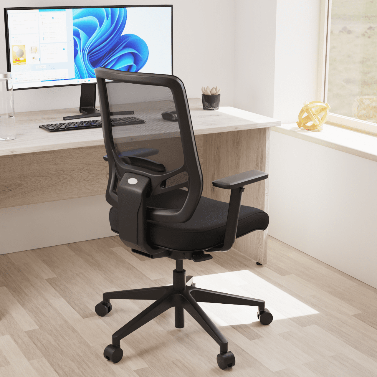 Ergo Twist High Mesh Back Task Operator Office Chair - Adjustable Arms, Lumbar Support & Headrest, 135kg Capacity, 8hr Usage - Flat Packed