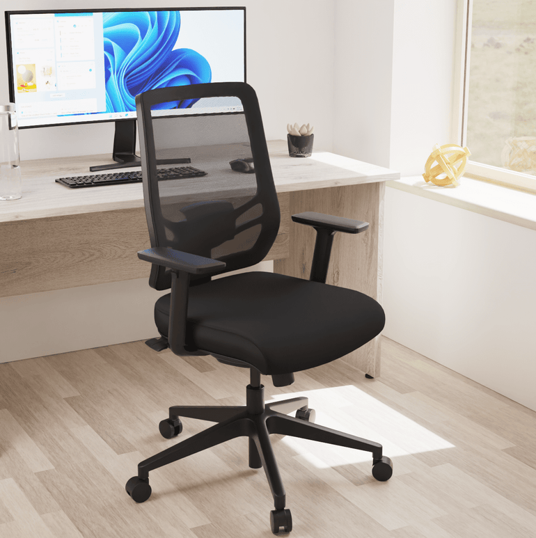 Ergo Twist High Mesh Back Task Operator Office Chair - Adjustable Arms, Lumbar Support & Headrest, 135kg Capacity, 8hr Usage - Flat Packed