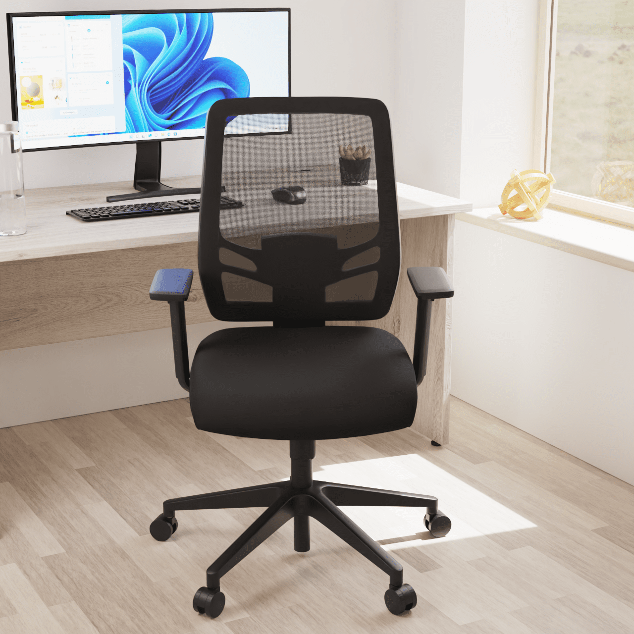 Ergo Twist High Mesh Back Task Operator Office Chair - Adjustable Arms, Lumbar Support & Headrest, 135kg Capacity, 8hr Usage - Flat Packed