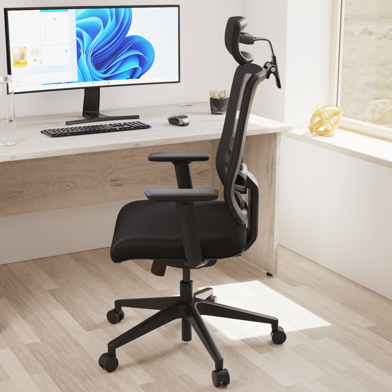 Ergo Twist High Mesh Back Task Operator Office Chair - Adjustable Arms, Lumbar Support & Headrest, 135kg Capacity, 8hr Usage - Flat Packed