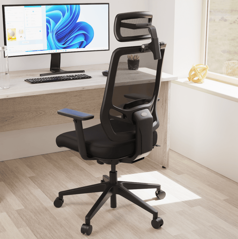 Ergo Twist High Mesh Back Task Operator Office Chair - Adjustable Arms, Lumbar Support & Headrest, 135kg Capacity, 8hr Usage - Flat Packed