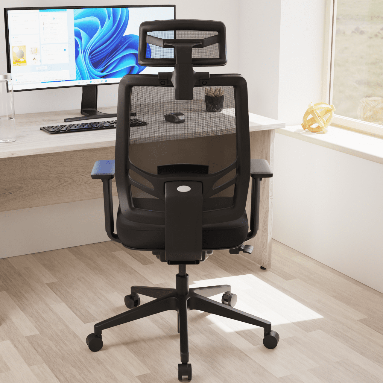 Ergo Twist High Mesh Back Task Operator Office Chair - Adjustable Arms, Lumbar Support & Headrest, 135kg Capacity, 8hr Usage - Flat Packed