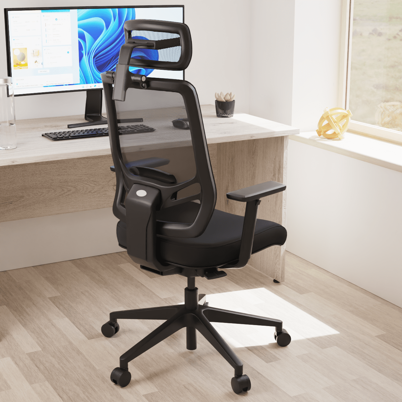 Ergo Twist High Mesh Back Task Operator Office Chair - Adjustable Arms, Lumbar Support & Headrest, 135kg Capacity, 8hr Usage - Flat Packed