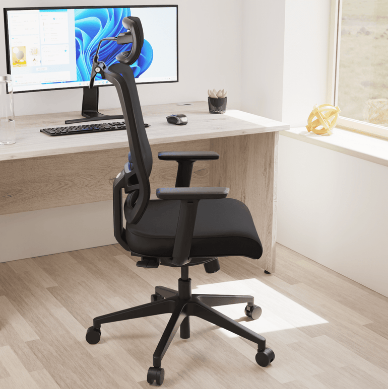 Ergo Twist High Mesh Back Task Operator Office Chair - Adjustable Arms, Lumbar Support & Headrest, 135kg Capacity, 8hr Usage - Flat Packed