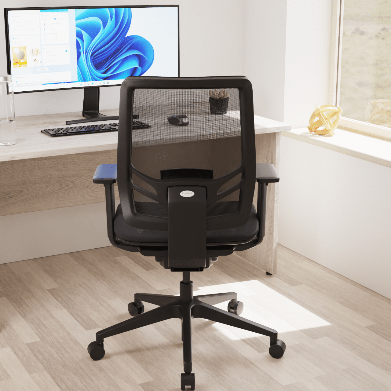 Ergo Twist High Mesh Back Task Operator Office Chair - Adjustable Arms, Lumbar Support & Headrest, 135kg Capacity, 8hr Usage - Flat Packed