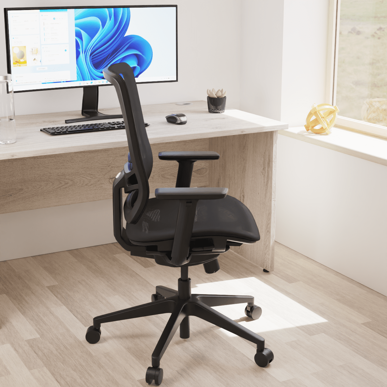 Ergo Twist High Mesh Back Task Operator Office Chair - Adjustable Arms, Lumbar Support & Headrest, 135kg Capacity, 8hr Usage - Flat Packed